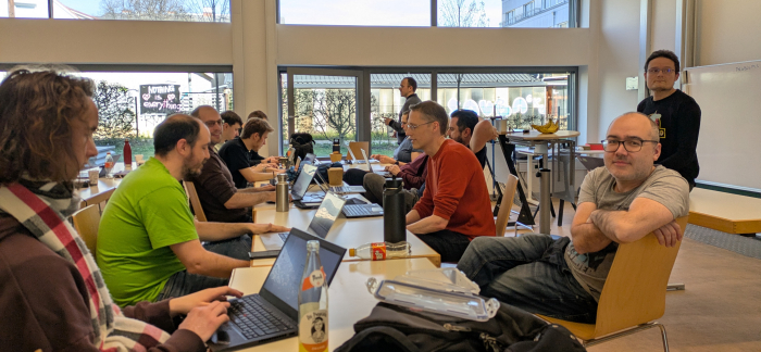 Photo of the KDE sprint at TU Graz.