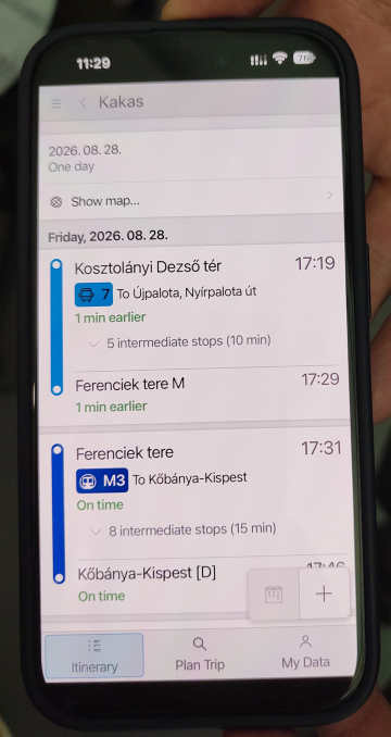 Photo of Itinerary running on an iPhone showing train connections and looking almost like on any other platform.